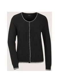 Madeleine Mode Strickjacke MADELEINE "Strickjacke Lockere Feinstrick-Jacke mit Kontrasten", Damen, Gr. 48, schwarz (schwarz, silberfarben), Obermaterial: 68% Viskose CV. 29% Polyamid PA. 3% metallisierte Fasern MTF., Modern, schmal, Strickjacken Strickjacke, Schmale Glanzstreifen an Abschl&uuml;ssen