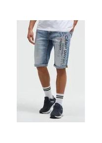 Jeansshorts CAMP DAVID, Herren, Gr. 29, Kurz, blau, Denim/Jeans, Material: 72% Baumwolle, 26% Polyester, 2% Elasthan, bedruckt, comfort fit, Jeans Jeansshorts, mit breiten N&auml;hten