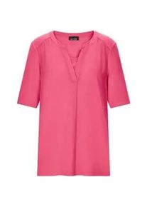 Kurzarmbluse GOLDNER "Chiffonbluse mit Jersey-R&uuml;ckteil", Damen, Gr. 42, pink, Obermaterial: 95% Viskose CV. 5% Elasthan EL., figurumspielend, Blusen, Gekr&auml;uselte Schulterpartie