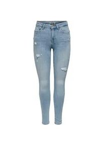 Skinny-fit-Jeans Only "ONLPOWER MID DEST SKINNY DNM", Damen, Gr. S, L&auml;nge 32, light blau denim, Denim/Jeans, Obermaterial: 92% Baumwolle, 6% Polyester, 2% Elasthan, Destroyed-Effekte, unifarben, skinny fit lang, Jeans, mit Destroyed Details