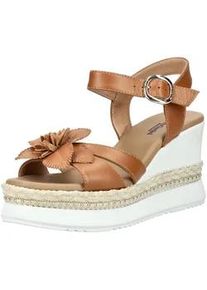 Keilsandalette Nero Giardini "Nero Giardini Sandalen Leder", Damen, Gr. 40, cognac, Leder, Schuhe