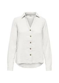 Langarmbluse Only "ONLTHYRA LIFE L/S REGULAR SHIRT NOOS WVN", Damen, Gr. XL, cloud dancer, Web, Obermaterial: 100% Baumwolle, unifarben, regular fit h&uuml;ftbedeckend, V-Ausschnitt, Blusen