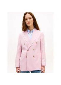 Kurzblazer Tommy Hilfiger "TIMELESS WOOL DB BLAZER", Damen, Gr. 38, bon. pink, Web, Obermaterial: 54% Polyester, 44% Wolle, 2% Elasthan, unifarben, bequem, V-Ausschnitt, Blazer Kurzblazer, mit doppelreihiger Knopfleiste
