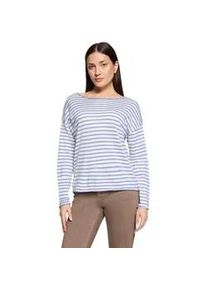 Strickpullover Betty Barclay "Damen mit U-Boot-Ausschnitt", Damen, Gr. 46, patch cream, blau, Strick, Obermaterial: 50% Baumwolle, 50% Polyacryl, gerade normal, Rundhals, Pullover Strickpullover