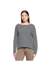 Strickpullover Betty Barclay "Damen mit U-Boot-Ausschnitt", Damen, Gr. 42, patch dunkelblau, cream, Strick, Obermaterial: 50% Baumwolle, 50% Polyacryl, gerade normal, Rundhals, Pullover Strickpullover