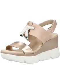 Keilsandalette Nero Giardini "Nero Giardini Sandalen Leder", Damen, Gr. 39, beige, gold, Leder, Schuhe