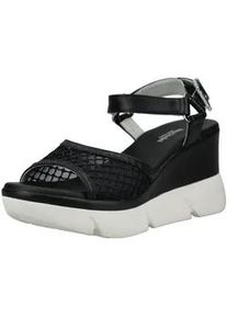 Keilsandalette Nero Giardini "Nero Giardini Sandalen Leder/Textil", Damen, Gr. 38, schwarz, Leder, Textil, Schuhe