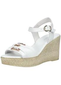 Keilsandalette Nero Giardini "Nero Giardini Sandalen Leder", Damen, Gr. 37, wei&szlig;, Leder, Schuhe