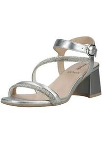Riemchensandale Nero Giardini "Nero Giardini Sandalen Leder", Damen, Gr. 37, silber, Leder, Schuhe Riemchensandale