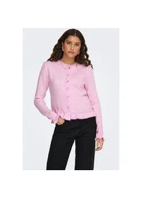 Jacqueline de Yong Strickjacke JDY "JDYLETTY L/S ON FRILL CARDIGAN KNT NOOS", Damen, Gr. S, pink lady detail:melange, Strick, Obermaterial: 64% Polyacryl, 36% Polyester, meliert, regular fit normal, Rundhals, Strickjacken Strickjacke