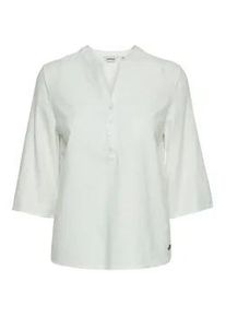 Klassische Bluse oxmo "Bluse OXAnea", Damen, Gr. 44, wei&szlig; (sanftes wei&szlig;), Obermaterial: 55% Leinen LI. 45% Viskose CV., Blusen