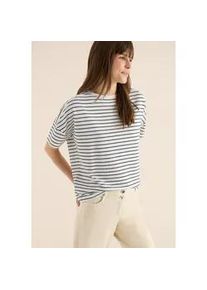 T-Shirt Cecil, Damen, Gr. M (40), universal blau, Web, 48% Baumwolle, 48% Modal, 4% Elasthan, gestreift, comfort fit normal, U-Boot-Ausschnitt, B&uuml;ndchen, Shirts T-Shirt, mit U-Boot-Ausschnitt