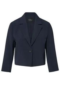 Kurzblazer s.Oliver BLACK LABEL, Damen, Gr. 42, navy, Web, Obermaterial: 93% Polyester, 7% Elasthan, unifarben, normal taillenlang, tiefer V-Ausschnitt, Blazer Kurzblazer, 3/4-Arm mit Stretch