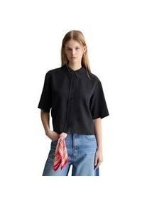 Marc O'Polo Kurzarmbluse MARC O'POLO DENIM "aus TENCELTM Lyocell", Damen, Gr. S, blau depths, Obermaterial: 100% Lyocell, unifarben, regular fit bauchfrei, normaler Saum, Blusen