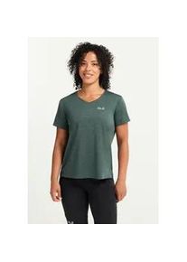 Funktionsshirt Jack Wolfskin "WILDTRAIL T W", Damen, Gr. S (36), sago palm, Obermaterial: 100% Polyester, normal, V-Ausschnitt, Shirts Funktionsshirt