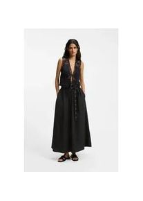 Maxirock BOSS ORANGE "Vidol Premium Damenmode", Damen, Gr. 38, schwarz 001, Popeline, Obermaterial: 100% Baumwolle, unifarben, regular fit lang, R&ouml;cke Maxirock, mit abnehmbarem G&uuml;rtel, Regular Fit