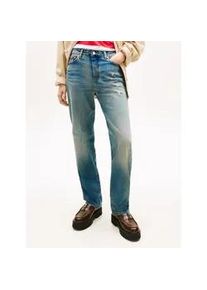 Tommy Hilfiger Straight-Jeans TOMMY JEANS "KIRA MR SLIM STR CBF BJ2032", Damen, Gr. 32, L&auml;nge 28, denim medium, Denim/Jeans, Obermaterial: 100% Baumwolle, unifarben, slim fit, Jeans Straight-Jeans