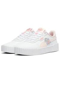 Sneaker Puma "CARINA 3.0 FLORAL JR", Damen, Gr. 35,5, Puma wei&szlig;, jasmine flower, seafoam, Synthetik, unifarben, Schuhe Sneaker, mit Schn&uuml;rung, mit profiliertem Gummi-Laufsohle