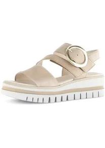 Keilsandalette Gabor, Damen, Gr. 43, beige, Ziegenveloursleder, unifarben, Schuhe, Sommerschuh, Riemensandale, Bequemschuh mit Best Fitting-Ausstattung