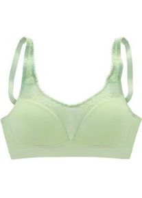 Entlastungs-BH Petite Fleur, Damen, Gr. 80, Cup C, mint, Trikot;Spitze, Obermaterial: 80% Baumwolle, 11% Polyamid, 9% Elasthan, Basic, BHs Entlastungs-BH, ohne B&uuml;gel, Baumwoll-Qualit&auml;t