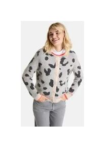 LIEBLINGSST&Uuml;CK Strickjacke LIEBLINGSST&Uuml;CK "AnninaL", Damen, Gr. 40, beige, Strick, Obermaterial: 68% Wolle, 27% Polyamid, 5% Elasthan, gemustert, mehrfarbig, normal, Rundhals, Rippb&uuml;ndchen kontrastfarben, Strickjacken Strickjacke, mit Animalprint