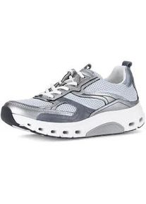 Gabor Keilsneaker ROLLINGSOFT, Damen, Gr. 40, hellblau, silberfarben, Glattleder, Textil, Veloursleder, Schuhe, Freizeitschuh, Halbschuh, Schn&uuml;rschuh mit weichem Schaftrand