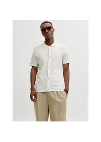 Jack & Jones Strickpullover JACK & JONES "JJEGEORGE KNIT SHIRT SS SN", Herren, Gr. XS, cloud dancer, Strick, Obermaterial: 85% Baumwolle, 15% Polyester, unifarben, normal, Rundhals, Pullover Strickpullover, mit Polokragen