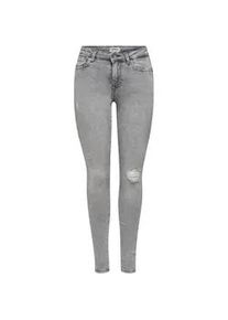 Skinny-fit-Jeans Only "ONLPOWER LIFE MID PUSH", Damen, Gr. S, L&auml;nge 32, light grau denim detail:raw hem, Denim/Jeans, Obermaterial: 92% Baumwolle, 6% Polyester, 2% Elasthan, Abriebeffekte, Destroyed-Effekte, skinny fit kn&ouml;chellang, Jeans 5-Pocket-Jeans, Baumwollmischung, skinny fit