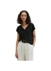 Marc O'Polo T-Shirt MARC O'POLO "aus LENZINGTM ECOVEROTM", Damen, Gr. XXL, schwarz, Obermaterial: 94% Viskose, 6% Elasthan, unifarben, relaxed fit, tiefer V-Ausschnitt, normaler Saum, Shirts T-Shirt