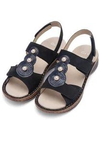 Riemchensandale Ara "HAWAII", Damen, Gr. 42, nachtblau, Ziegenveloursleder, unifarben, Schuhe Riemchensandale, Keilabsatz, Sommerschuh, Bequemschuh in Weite G (= weit)
