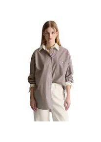 Marc O'Polo Langarmbluse MARC O'POLO DENIM "aus Papertouch Popeline", Damen, Gr. S, dunkelrot, Obermaterial: 100% Baumwolle, gestreift, loose fit normal, Blusen