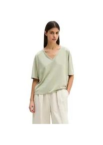 Marc O'Polo T-Shirt MARC O'POLO "mit angeschnittenen &Auml;rmeln", Damen, Gr. XS, fresh sage, Obermaterial: 67% Lyocell, 33% Baumwolle, unifarben, Basic, loose fit, V-Ausschnitt, Shirts T-Shirt