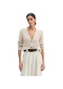 Marc O'Polo Cardigan MARC O'POLO "aus B&auml;ndchengarn", Damen, Gr. XS, grau silk, Obermaterial: 70% Baumwolle, 30% Polyester, unifarben, slim fit, V-Ausschnitt, Strickjacken