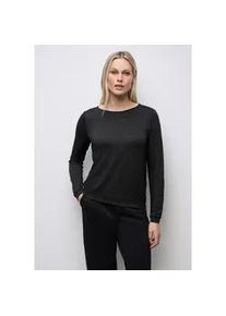 Langarmshirt Street One, Damen, Gr. 34, schwarz, Stoff, 92% Viskose, 5% Polyester, 3% Elasthan, unifarben, regular fit normal, U-Boot-Ausschnitt, B&uuml;ndchen, Shirts Langarmshirt, aus softem Materialmix