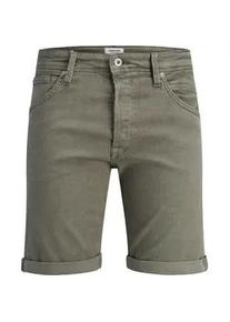 Jack & Jones Bermudas JACK & JONES "JJIRICK JJFOX SHORTS AKM 340", Herren, Gr. S, N-Gr, mulled basil, Web, Obermaterial: 76% Baumwolle, 22% Polyester, 2% Elasthan, unifarben, regular fit knielang, Hosen Bermudas