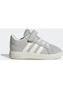 Klettschuh Adidas SPORTSWEAR "GRAND COURT 2.0 KIDS", Kinder, Gr. 27, grau two, sanftes wei&szlig;, ftwr wei&szlig;, Leder, Synthetik, Textil, Schuhe Klettschuh, f&uuml;r Kinder, mit Klettverschluss