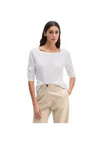 Marc O'Polo Langarmshirt MARC O'POLO "aus weichem Baumwoll-Single-Jersey", Damen, Gr. XL, grau wei&szlig;, Obermaterial: 100% Baumwolle, unifarben, Basic, regular fit, U-Boot-Ausschnitt, Rippb&uuml;ndchen, Shirts Langarmshirt