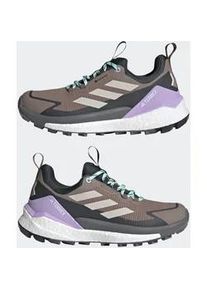 Wanderschuh Adidas TERREX "FREE HIKER 2.0 LOW GORE-TEX", Damen, Gr. 37, trabrn, wonalu, carbon, Synthetik, Textil, Schuhe Wanderschuh, wasserdicht