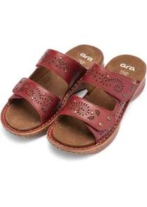 Pantolette Ara "HAWAII", Damen, Gr. 39, dunkelrot, Glattleder, Lyralochung, Schuhe Pantolette, Keilabsatz, Schlupfschuh, Sommerschuh, in G-Weite (= weit)