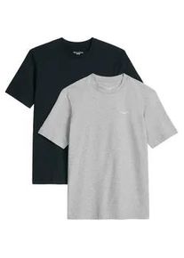 Marc O'Polo T-Shirt MARC O'POLO DENIM "T-Shirt T-Shirt, SSL, Logo Print, Doubl 2er Pack", Damen, Gr. M, bunt (grau, schwarz), Obermaterial: 100% Baumwolle CO., Shirts T-Shirt