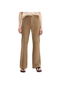 Marc O'Polo Lederhose MARC O'POLO "aus weichem Ziegen-Veloursleder", Damen, Gr. 40, Normalgr&ouml;&szlig;en, earthy taupe, Obermaterial: 100% Leder (Ziege); Futter: 100% Polyester, unifarben, weit lang, Hosen