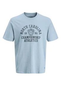 Jack & Jones T-Shirt JACK & JONES "JPRBLULUKE SS TEE", Damen, Gr. S, ashley blau, Jersey, Obermaterial: 100% Baumwolle, bedruckt, regular fit normal, Rundhals, Shirts T-Shirt