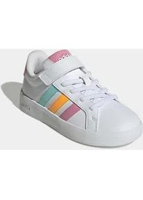Sneaker Adidas SPORTSWEAR "GRAND COURT 3.0 SCHUHE F&Uuml;R KINDER", M&auml;dchen, Gr. 33, cloud wei&szlig;, bliss pink, lucid tangerine, Synthetik, Textil, Schuhe Sneaker, mit Klettverschluss, f&uuml;r Kinder
