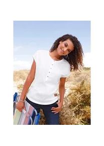 Rundhalsshirt Casual Looks "Rundhals-Shirt", Damen, Gr. 38, ecru, 100% Baumwolle, unifarben, Rundhals, Shirts Rundhalsshirt