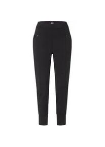 Stoffhose MAC "HARMONY 2.3 zip", Damen, Gr. 46, N-Gr, schwarz, Jersey, Obermaterial: 92% Polyester, 8% Elasthan, unifarben, slim fit kn&ouml;chellang, Hosen Stoffhose, Sommerhose mit elastischem Bund