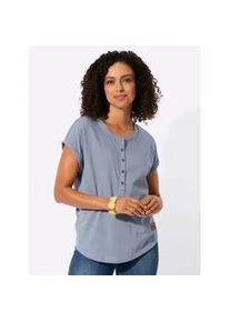 Rundhalsshirt Casual Looks "Rundhals-Shirt", Damen, Gr. 36, taubenblau, 100% Baumwolle, unifarben, Rundhals, Shirts Rundhalsshirt