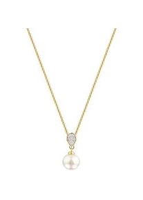 Kette mit Anh&auml;nger Firetti "Schmuck Geschenk Gold 333 Halsschmuck Halskette Ankerkette Tropfen", gelbgoldfarben, kristallwei&szlig;, wei&szlig;, Halsketten, Damen, Gelbgold 333 Perlen, L: 45 B: 0,8mm, Gelbgold 333, Perlen, mit Zirkonia (synth.) - mit S&uuml;&szlig;wasserzuchtperle, B:0,8mm