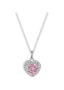 Kette mit Anh&auml;nger Firetti "Schmuck Geschenk Silber 925 Halsschmuck Halskette Ankerkette Herz", silberfarben, kristallwei&szlig;, pink, Halsketten, Damen, Silber 925 (Sterlingsilber), L: 45 B: 1,1mm, mit Zirkonia (synth.), B:1,1mm