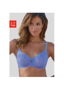 Minimizer-BH Nuance, Damen, Gr. 75, Cup F, kornblume, blau, Spitze, Obermaterial: 91% Polyamid, 9% Elasthan, BHs Minimizer-BH, mit B&uuml;gel aus leicht transparenter Spitze, Dessous