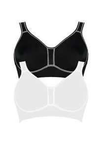 Sport-BH Viania "2er Pack Sport BH Performance", Damen, Gr. 95, Cup D, bunt (schwarz wei&szlig;), Obermaterial: 47% Polyamid PA. 41% Polyester PES. 12% Elasthan EL., BHs Sport-BH